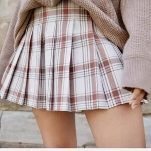 Aerie Plaid Mini Skirt in Red and White
